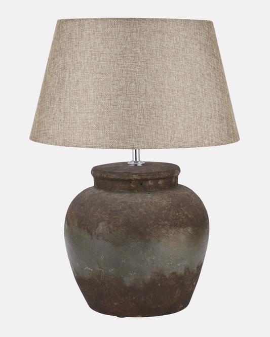Castello Aged Stone Ceramic Table Lamp – Hand‑Painted Stone‑Effect Finish, 56 cm