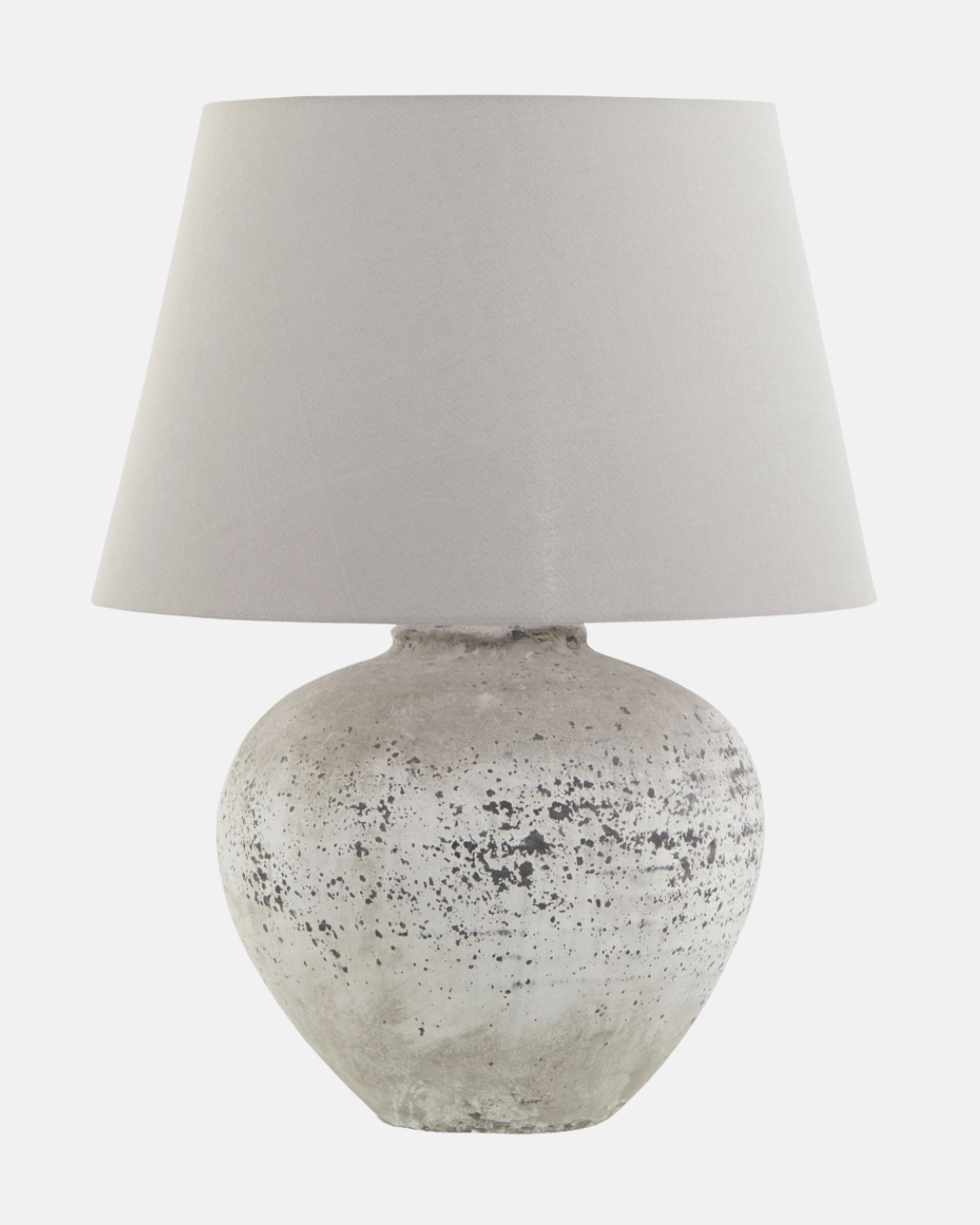 Regola Large Stone Ceramic Table Lamp – Grey Stone-Effect Base & Fabric Shade, 64 cm