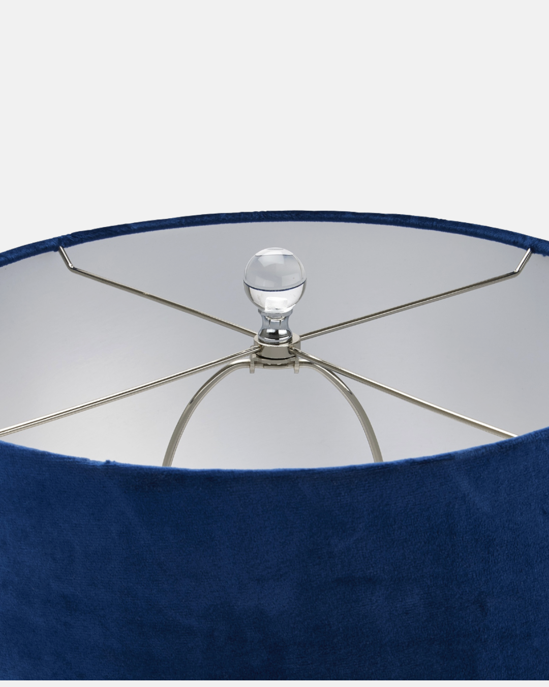 Ice Shadows Table Lamp – Hand-Glazed Glass Base, Navy Velvet Shade, 68 cm