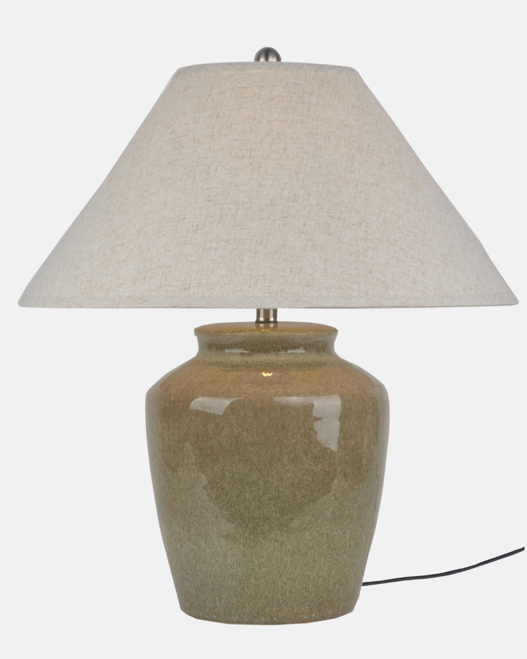 Mottura Ceramic Table Lamp – Textured Ceramic Base & Edged Linen Shade, 66 cm