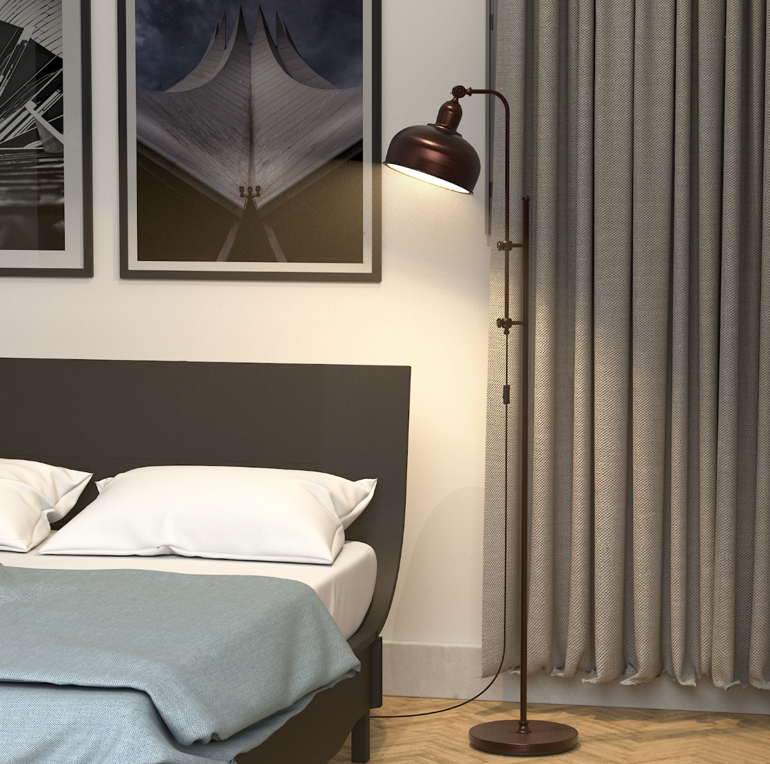 Industrial Floor Lamp with Adjustable Height and Lamp Head