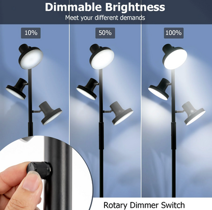 3‑Light Adjustable LED Floor Lamp – Tree Stand Lamp, 173 cm, Dimmable, Rotating Heads