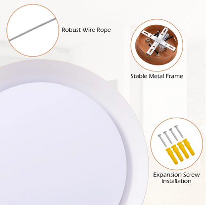 Modern LED Ceiling Light – 22W Wood‑Grain Metal Frame, Warm 3000 K, Contemporary Indoor Lighting