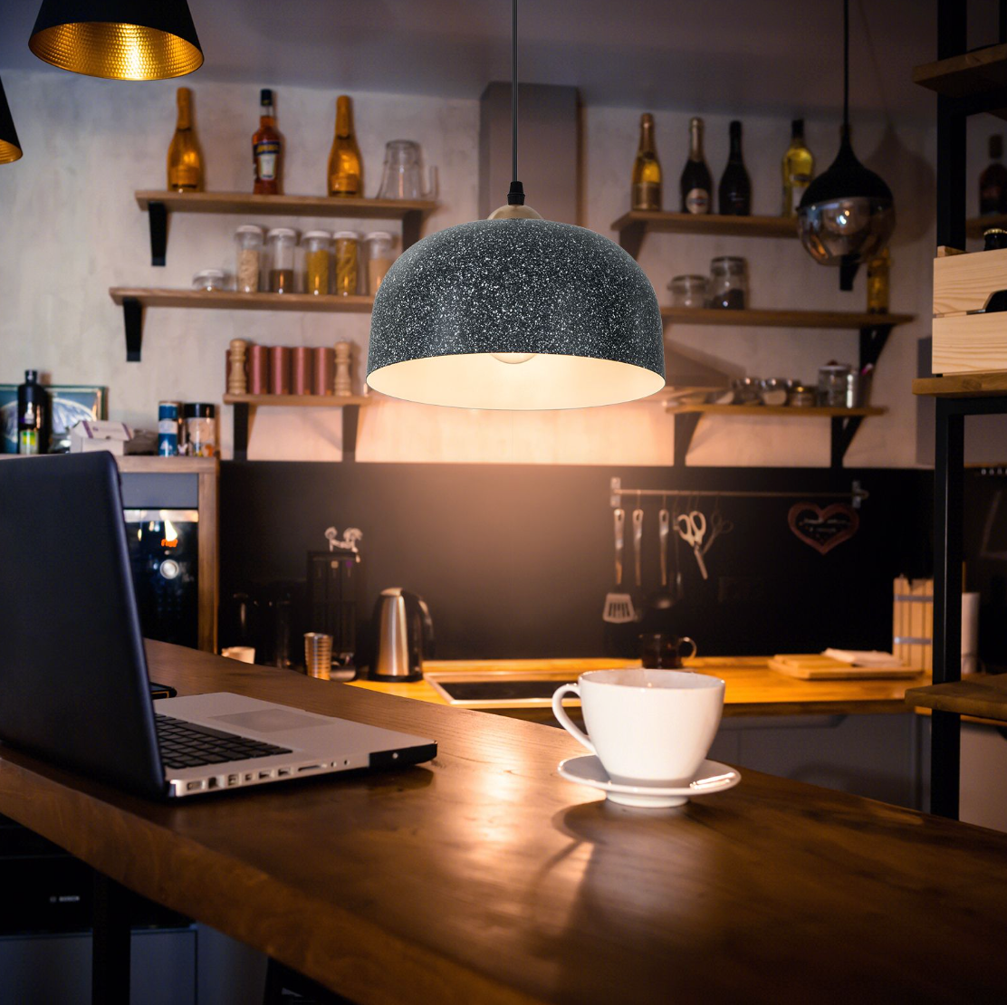 Adjustable Hanging Pendant Light – Metal E27 Ceiling Lamp, Grey Finish, Adjustable 25 cm Drop