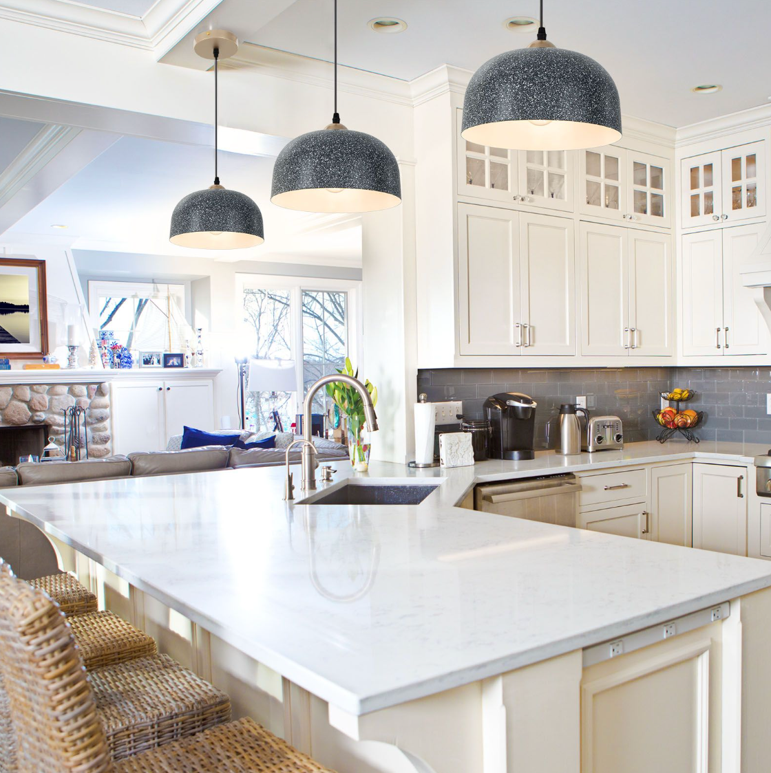 Adjustable Hanging Pendant Light – Metal E27 Ceiling Lamp, Grey Finish, Adjustable 25 cm Drop