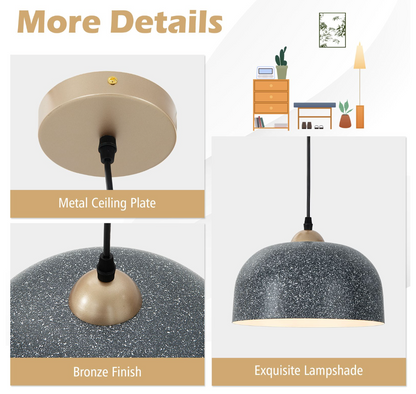 Adjustable Hanging Pendant Light – Metal E27 Ceiling Lamp, Grey Finish, Adjustable 25 cm Drop