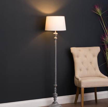 Ithaca Floor Lamp – Whitewashed Wood Base & Linen Shade, 155 cm Standing Lamp