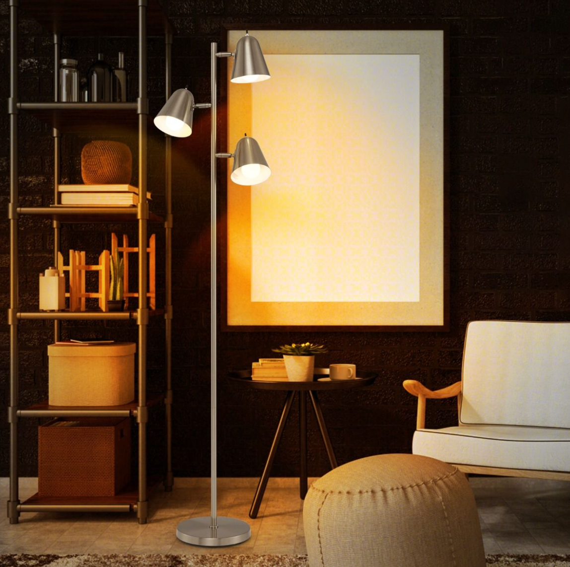 Modern Floor Lamp 3-Light – Adjustable Shades, E26 A19 Bulb Included, 165 cm