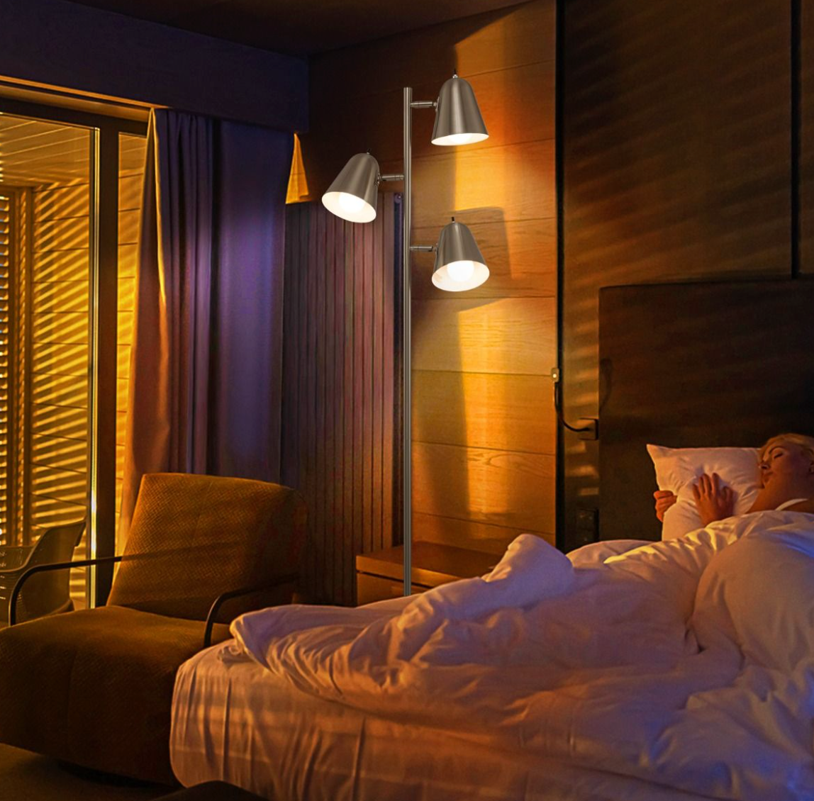 Modern Floor Lamp 3-Light – Adjustable Shades, E26 A19 Bulb Included, 165 cm
